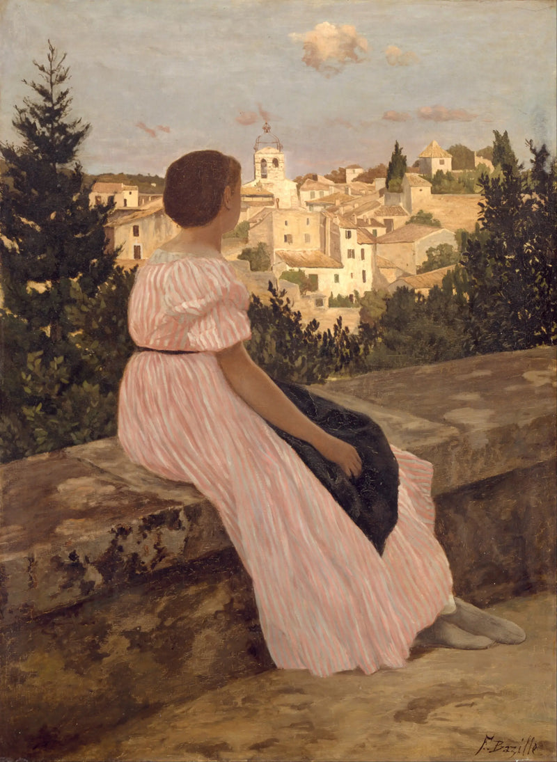 El Vestido rosa - Frédéric Bazille