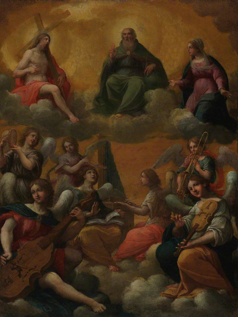 La Trinité avec la Vierge Marie et les anges musiciens - Francesco Albani