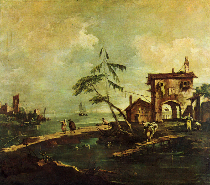 Capricho con casa rústica junto a la laguna - Francesco Guardi