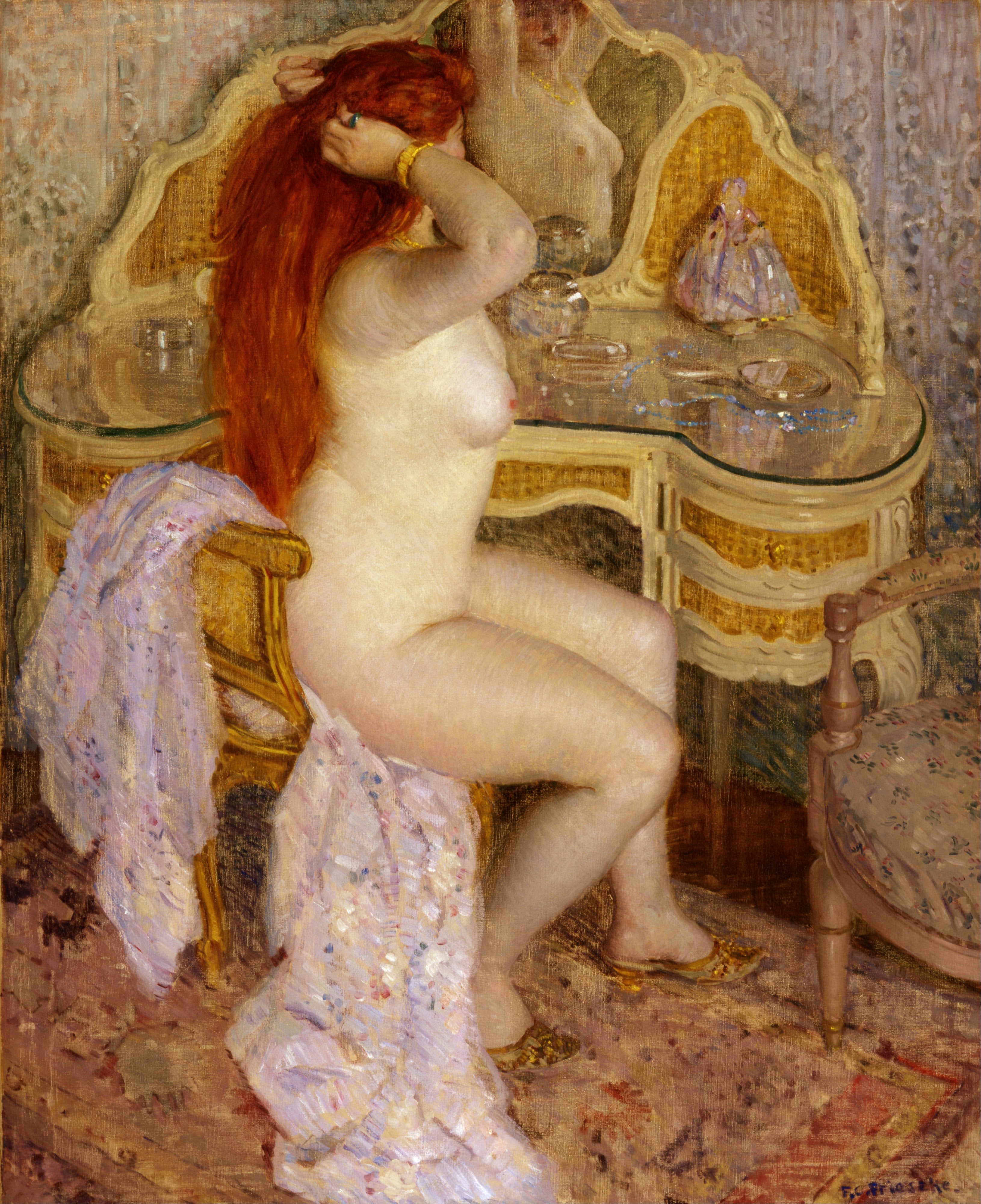 Nue assise à sa coiffeuse - Frederick Carl Frieseke - Alpha Reproduction