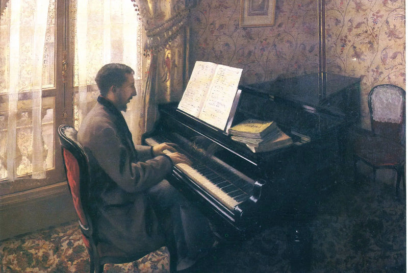 Joven hombre al piano (Martial Caillebotte) - Gustave Caillebotte