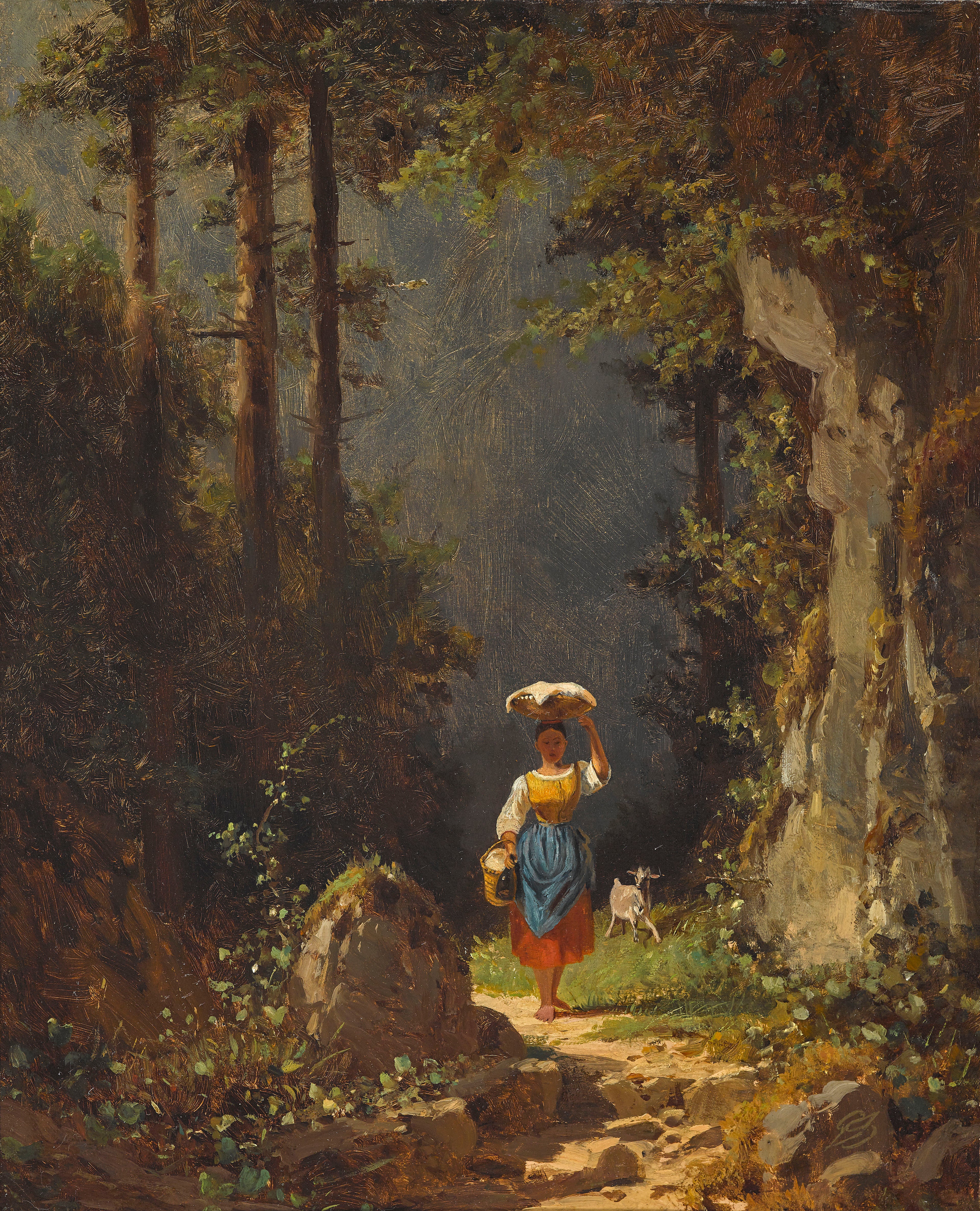Fille avec une chèvre - Carl Spitzweg - Alpha Reproduction