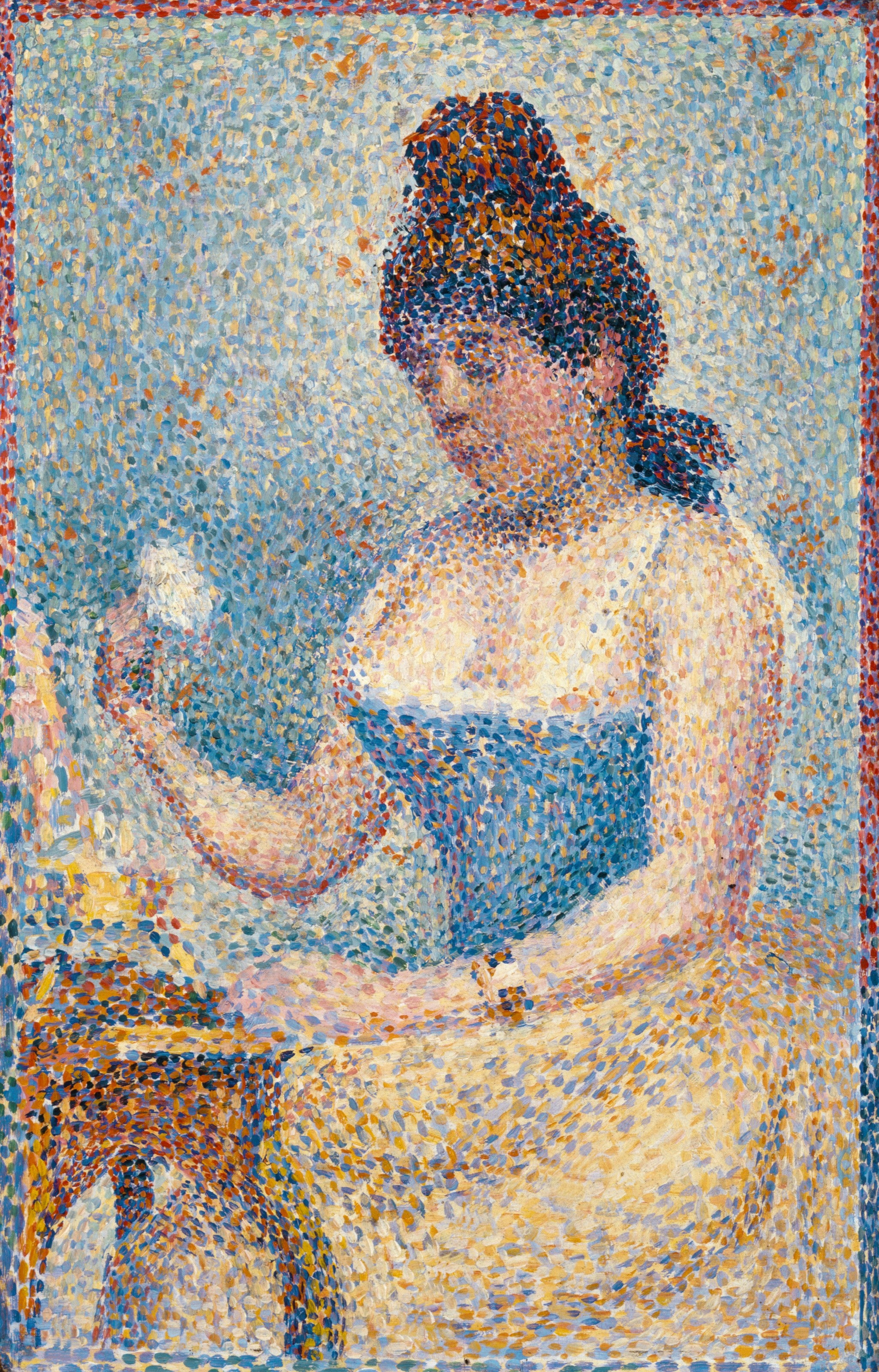 Reproduction du tableau « Jeune femme se poudrant (étude) - Georges Seurat » par Alpha Reproduction en peinture à l’huile