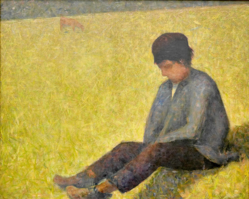 Niño sentado en un prado - Georges Seurat