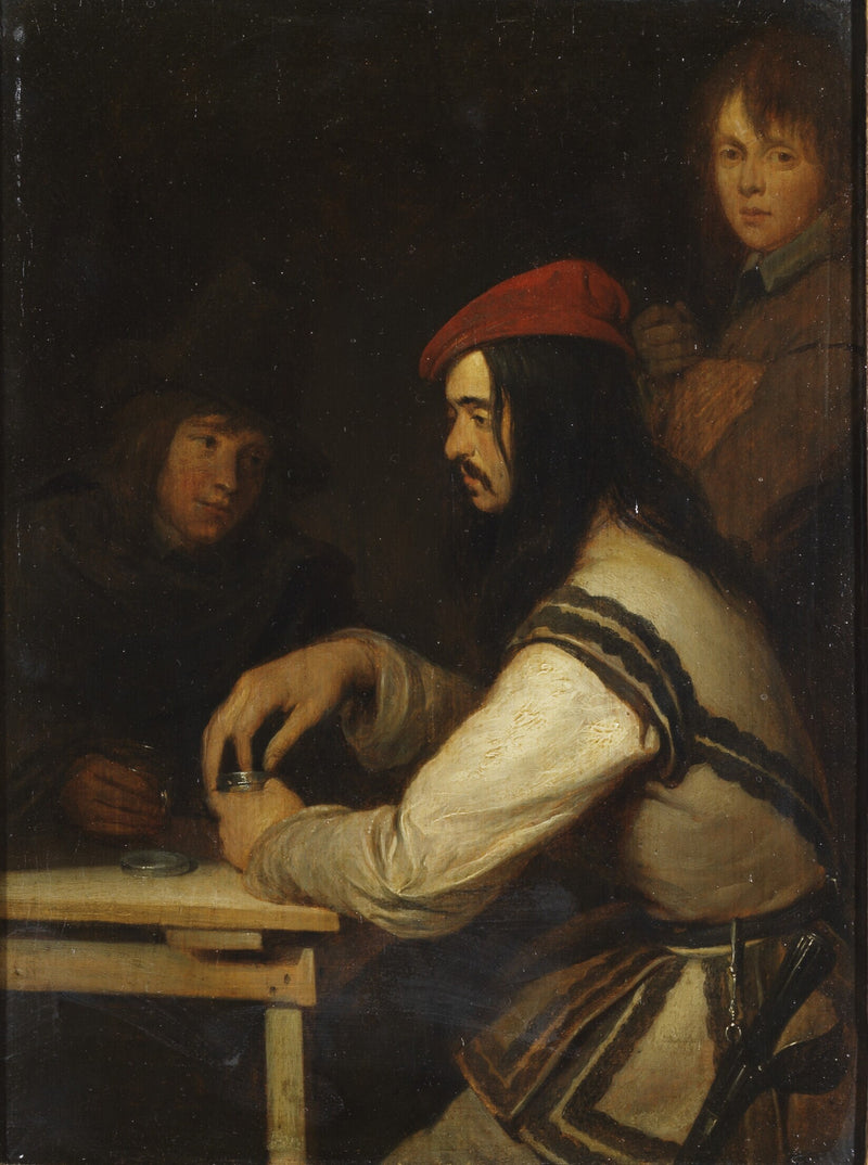 Trois hommes dans une taverne - Gerard ter Borch
