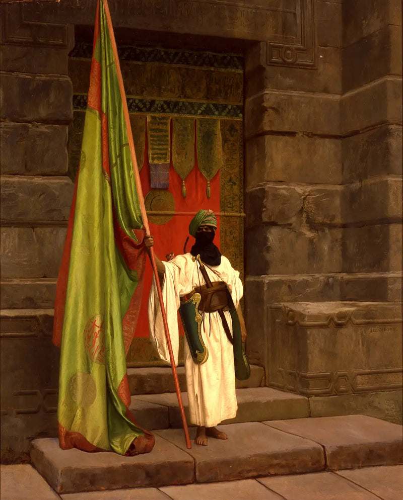 El portador de pie, desplegando la bandera sagrada - Jean-Léon Gérôme