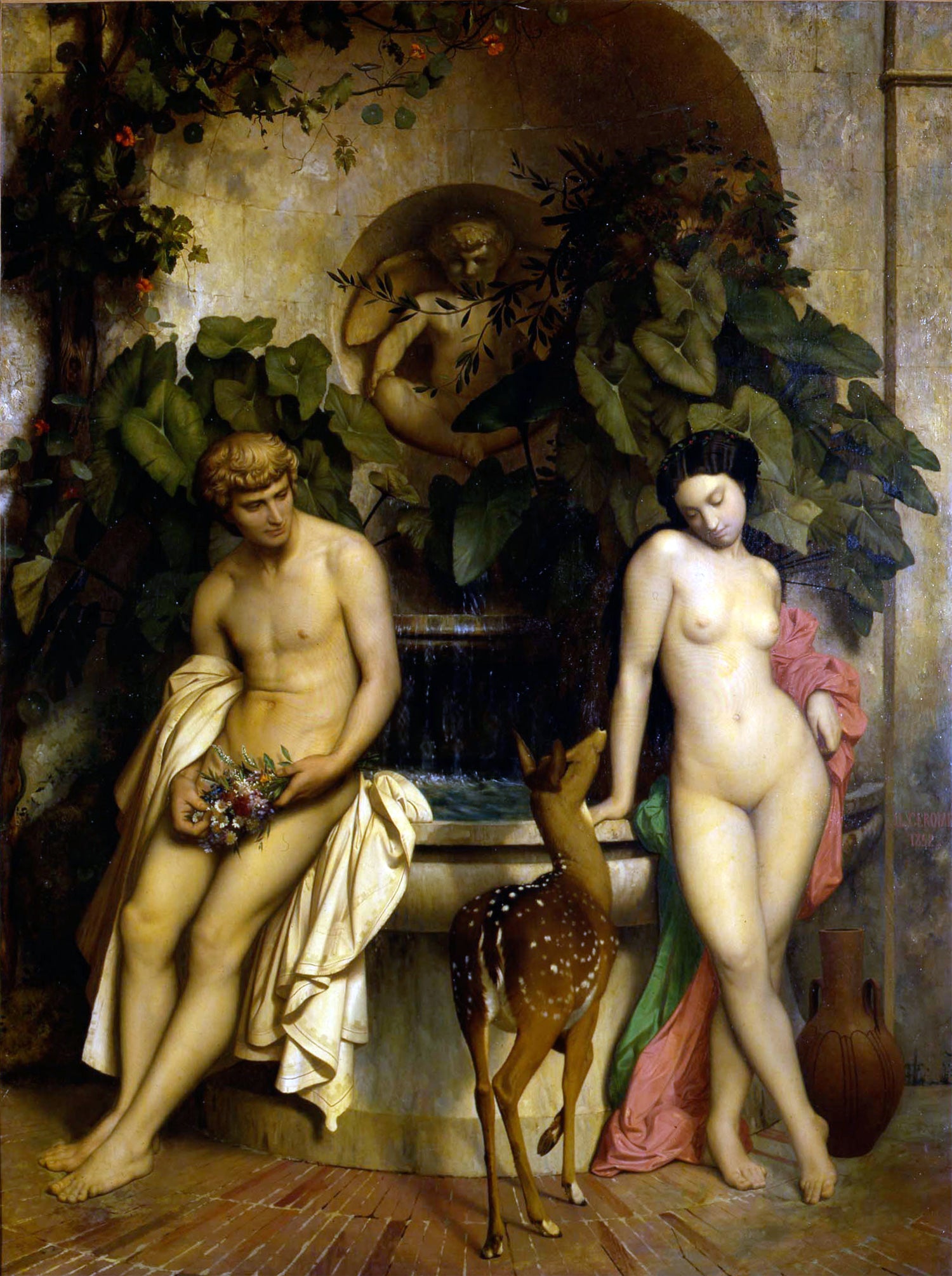 Reproduction du tableau « Daphnis et Chloé - Jean-Léon Gérôme » par Alpha Reproduction en peinture à l’huile
