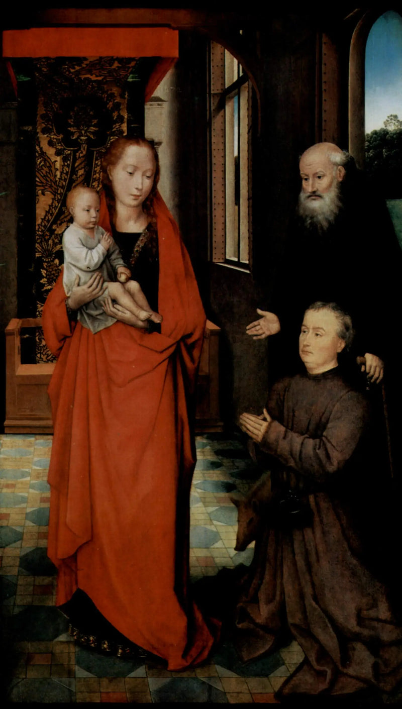 Virgen con el Niño con san Antonio y un donante - Hans Memling