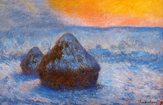 Meules (crepúsculo, efecto de nieve) - Claude Monet