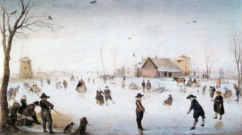 Paysage fluvial hivernal avec des silhouettes sur la glace - Hendrick Avercamp