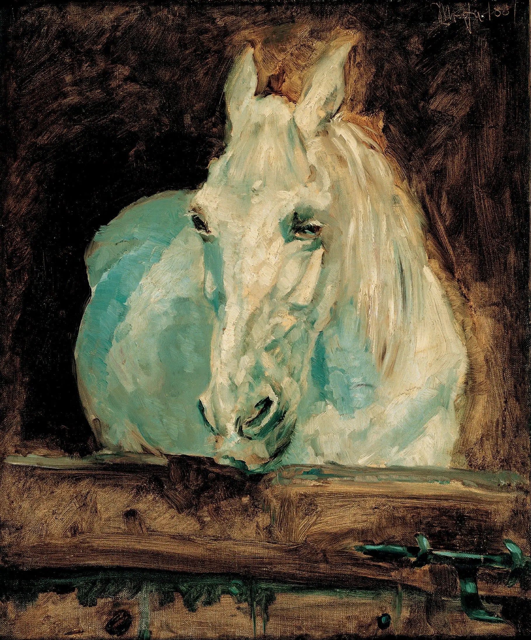 Reproduction du tableau « Le Cheval Blanc « Gazelle » - Henri de Toulouse-Lautrec » par Alpha Reproduction en peinture à l’huile