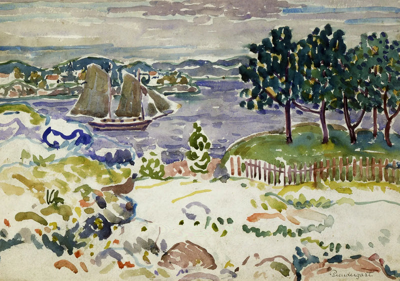 Crique con velero, Maine - Maurice Prendergast