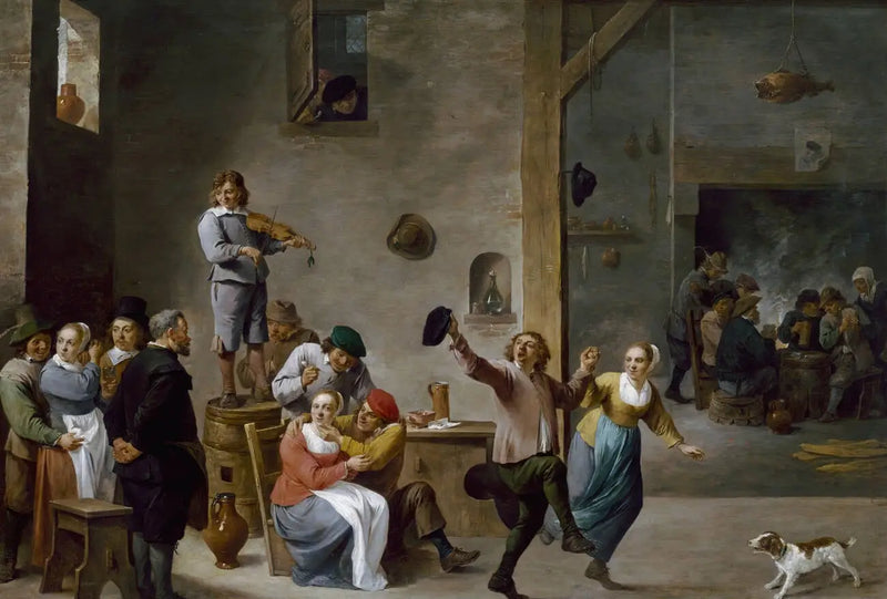 Interior de una posada con campesinos bailando - David Teniers el Joven