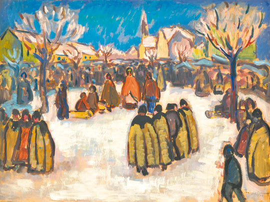 Marché sous la neige à Kecskemét, Béla Iványi-Grünwald, Date non précisée