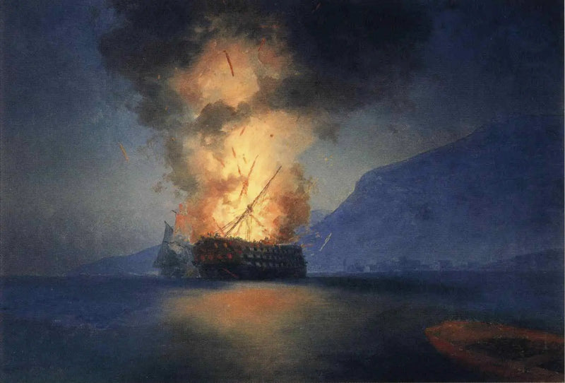 Buque que explota - Ivan Aïvazovski