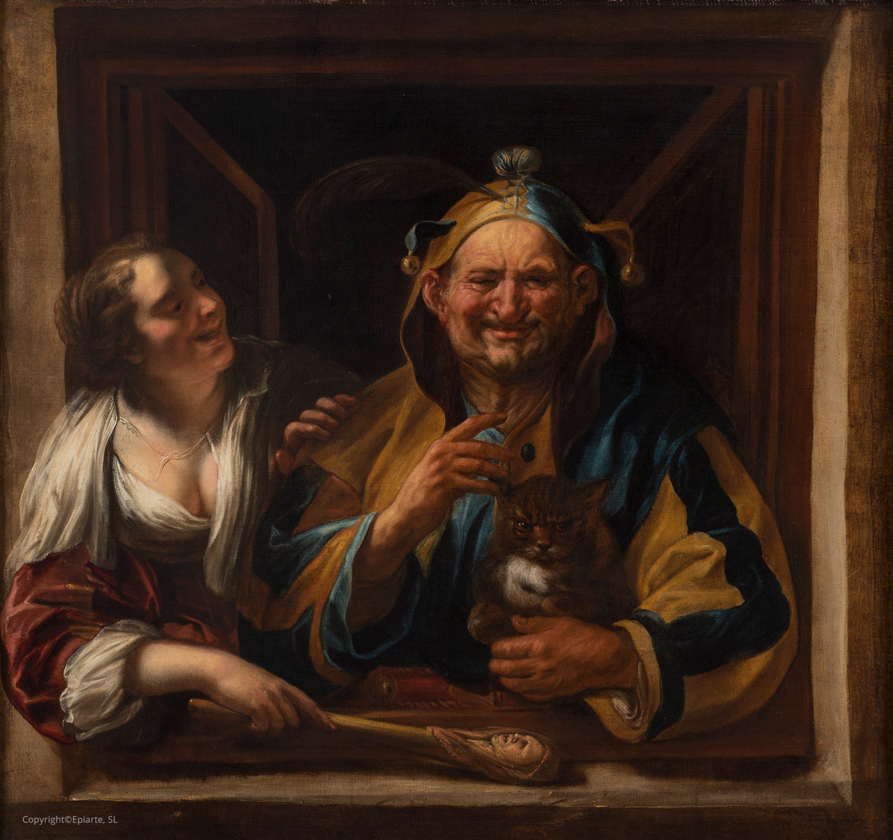 La femme, le fou et son chat - Jacob Jordaens1