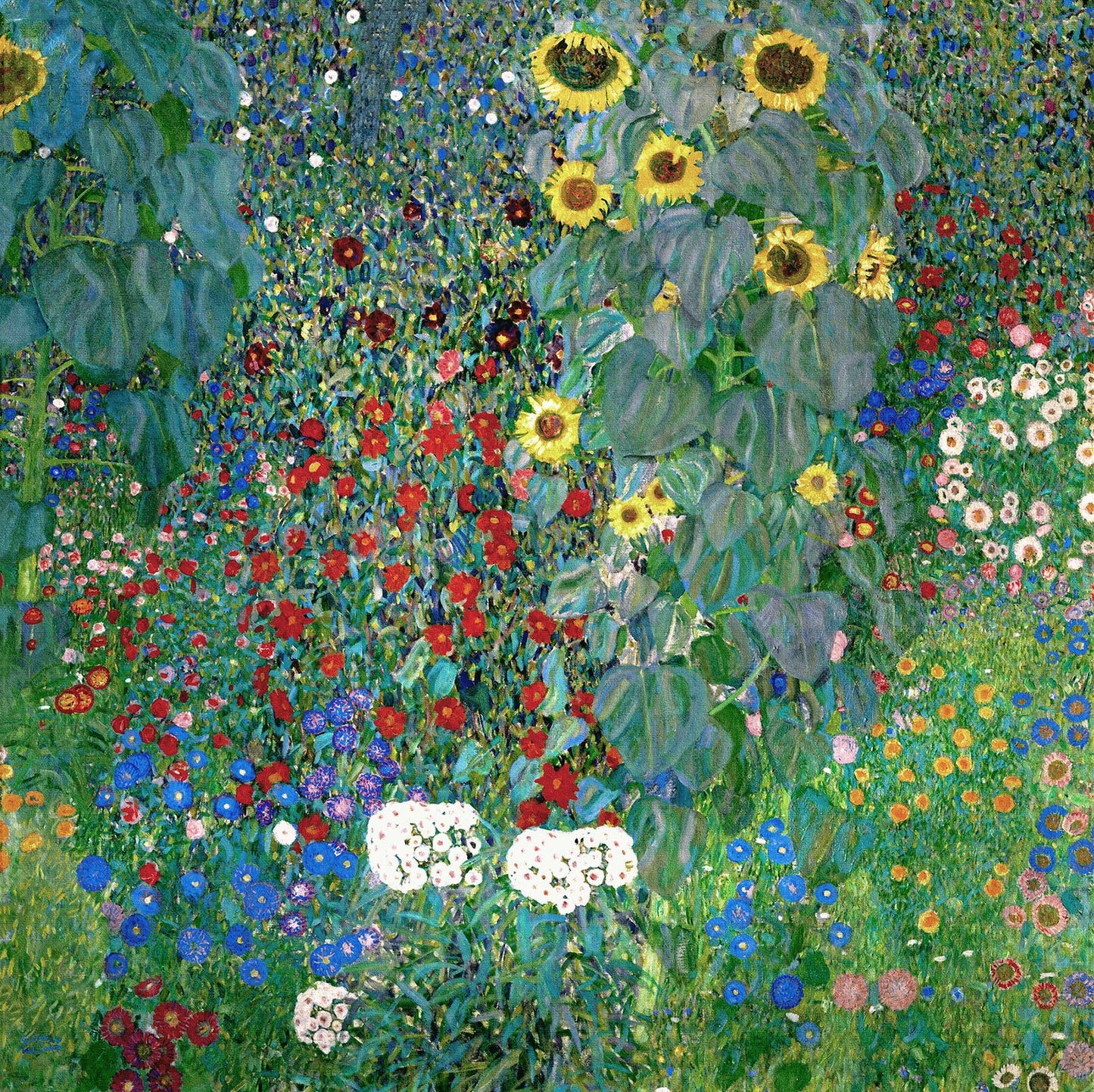 🌻✨ Jardín de campo con girasoles – Gustav Klimt (alrededor de 1905–1907)