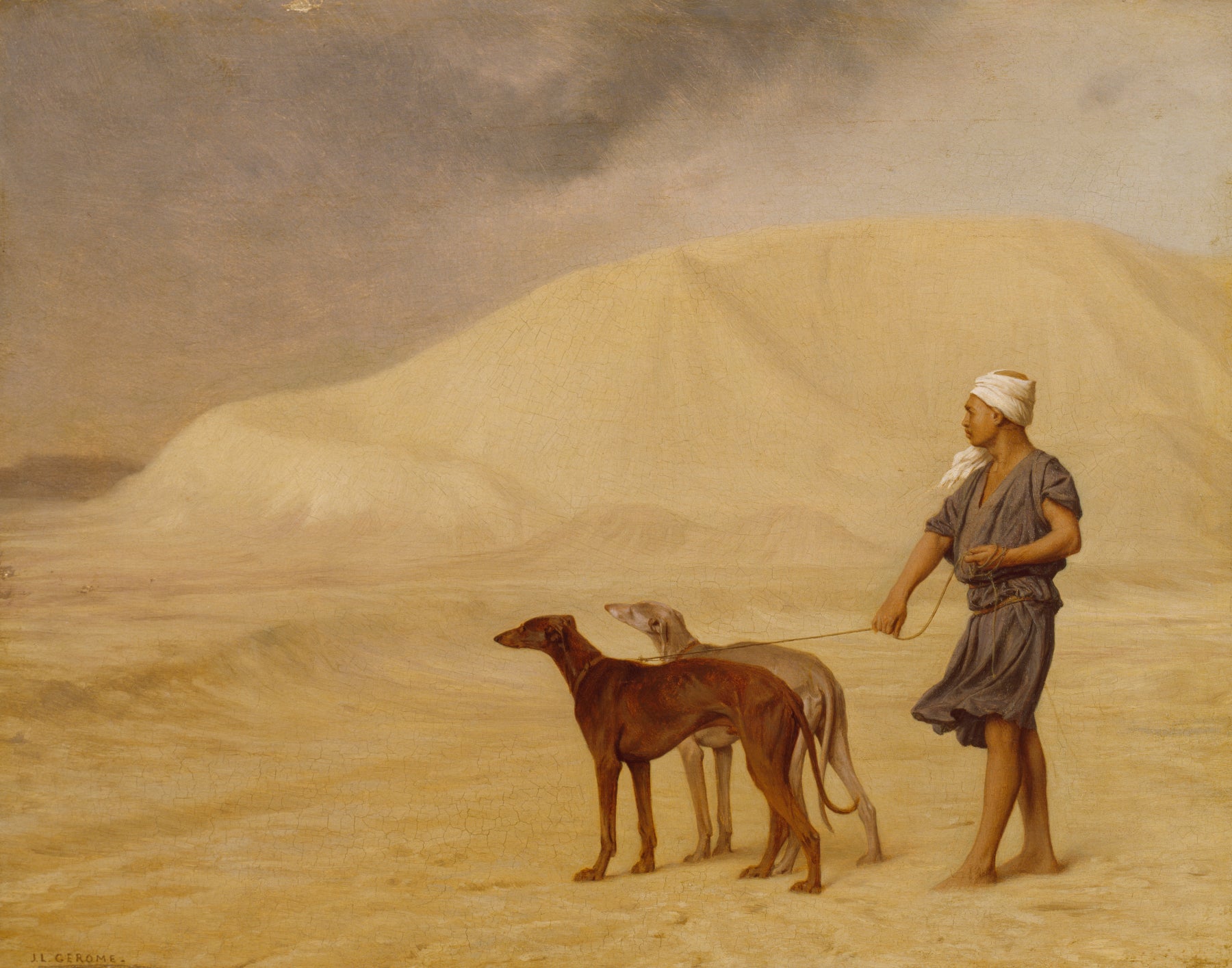 Reproduction du tableau « Relais de chiens dans le désert - Jean-Léon Gérôme » par Alpha Reproduction en peinture à l’huile