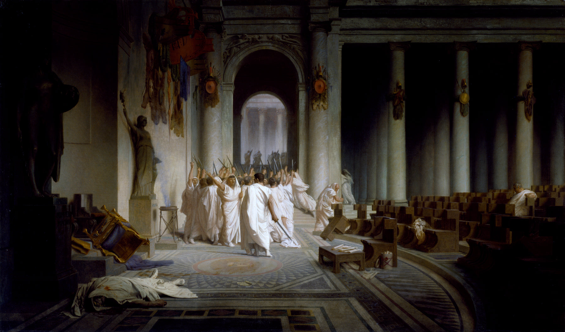 Reproduction du tableau « La Mort de César - Jean-Léon Gérôme » par Alpha Reproduction en peinture à l’huile