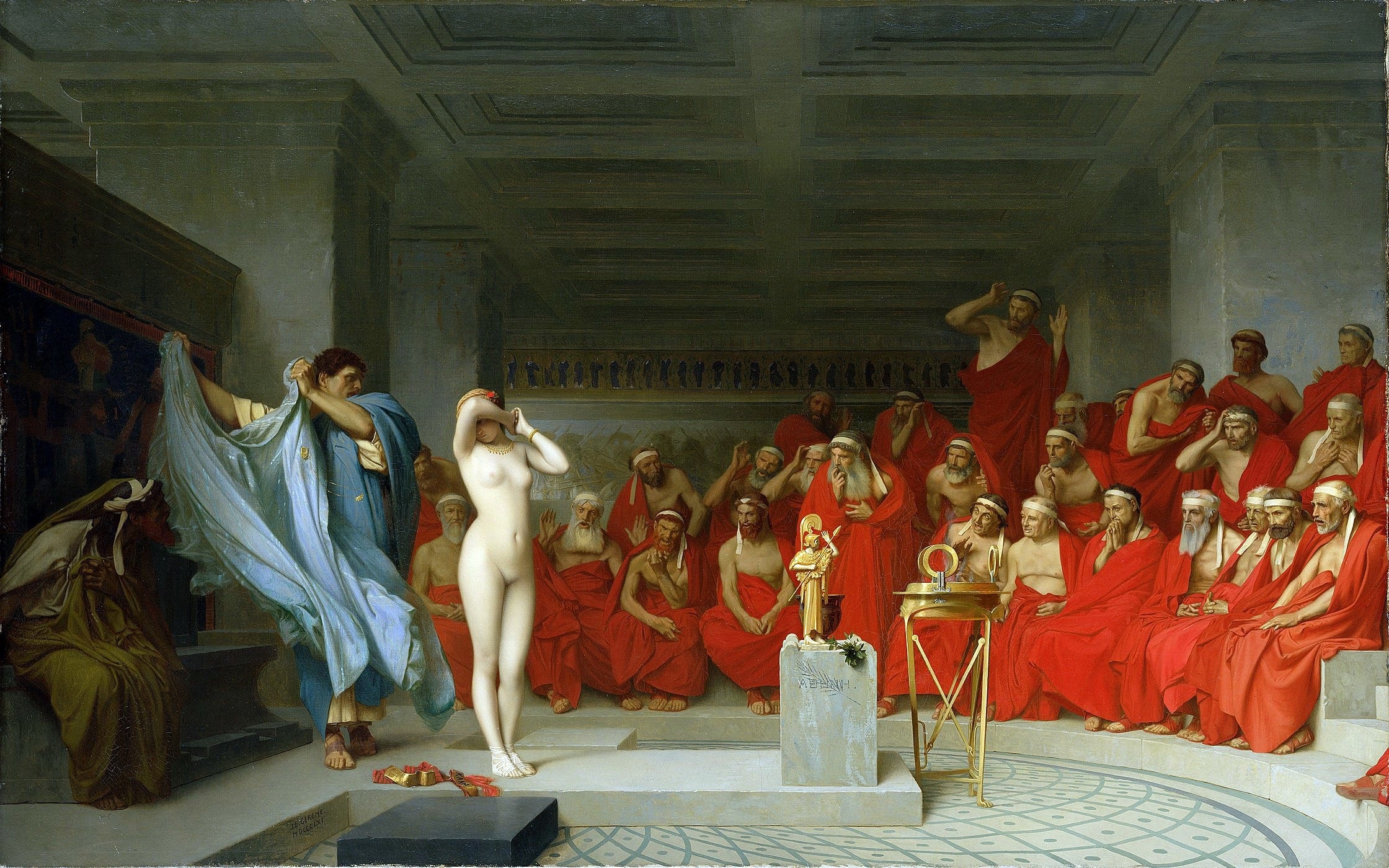 Reproduction du tableau « Phryné devant l'Aréopage - Jean-Léon Gérôme » par Alpha Reproduction en peinture à l’huile