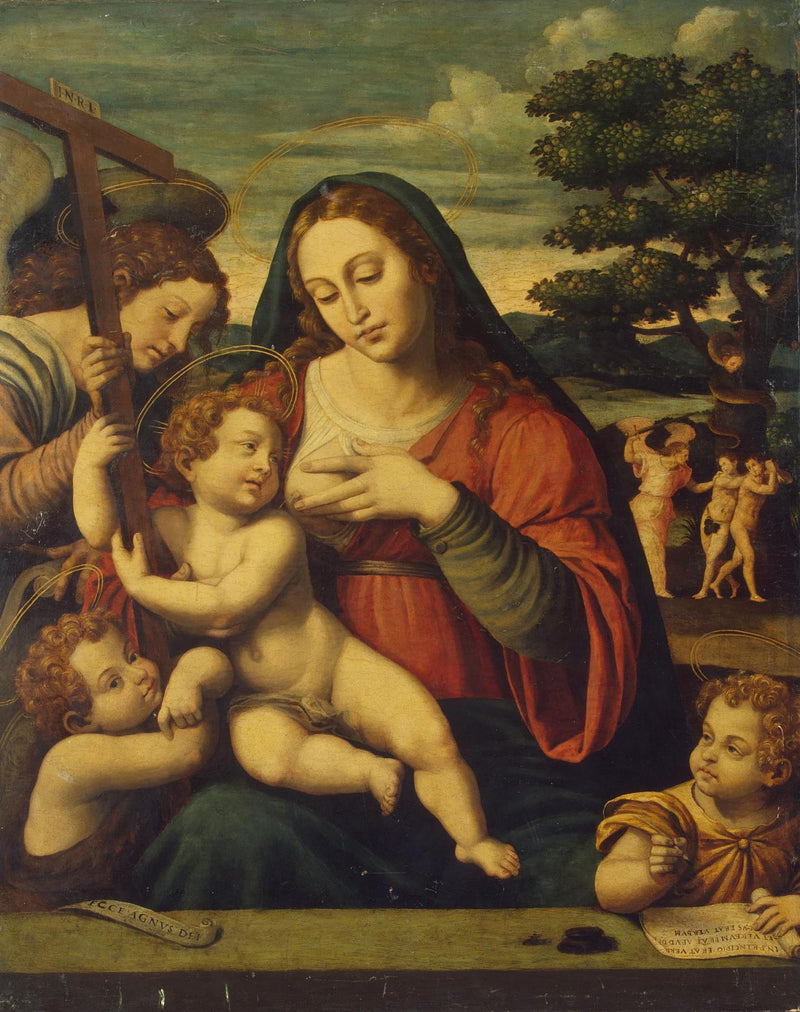La Vierge à l'Enfant avec saint Jean-Baptiste, saint Jean l'Évangéliste et un ange - Juan de Juanes