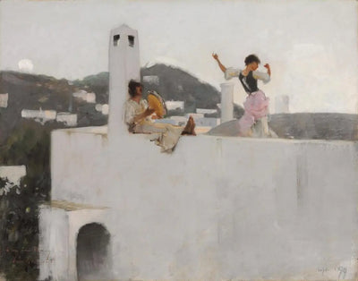 Reproduction du tableau « Capri Girl sur un toit - John Singer Sargent » par Alpha Reproduction en peinture à l’huile