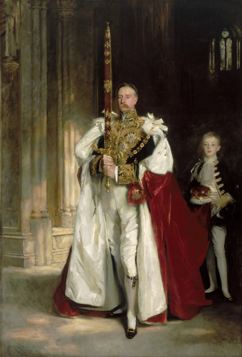 Charles Stewart, sexto marqués de Londonderry, llevando la gran espada de Estado durante la coronación del rey Eduardo VII, en agosto de 1902, y M. W. C. Beaumont, su paje en esta ocasión - John Singer Sargent
