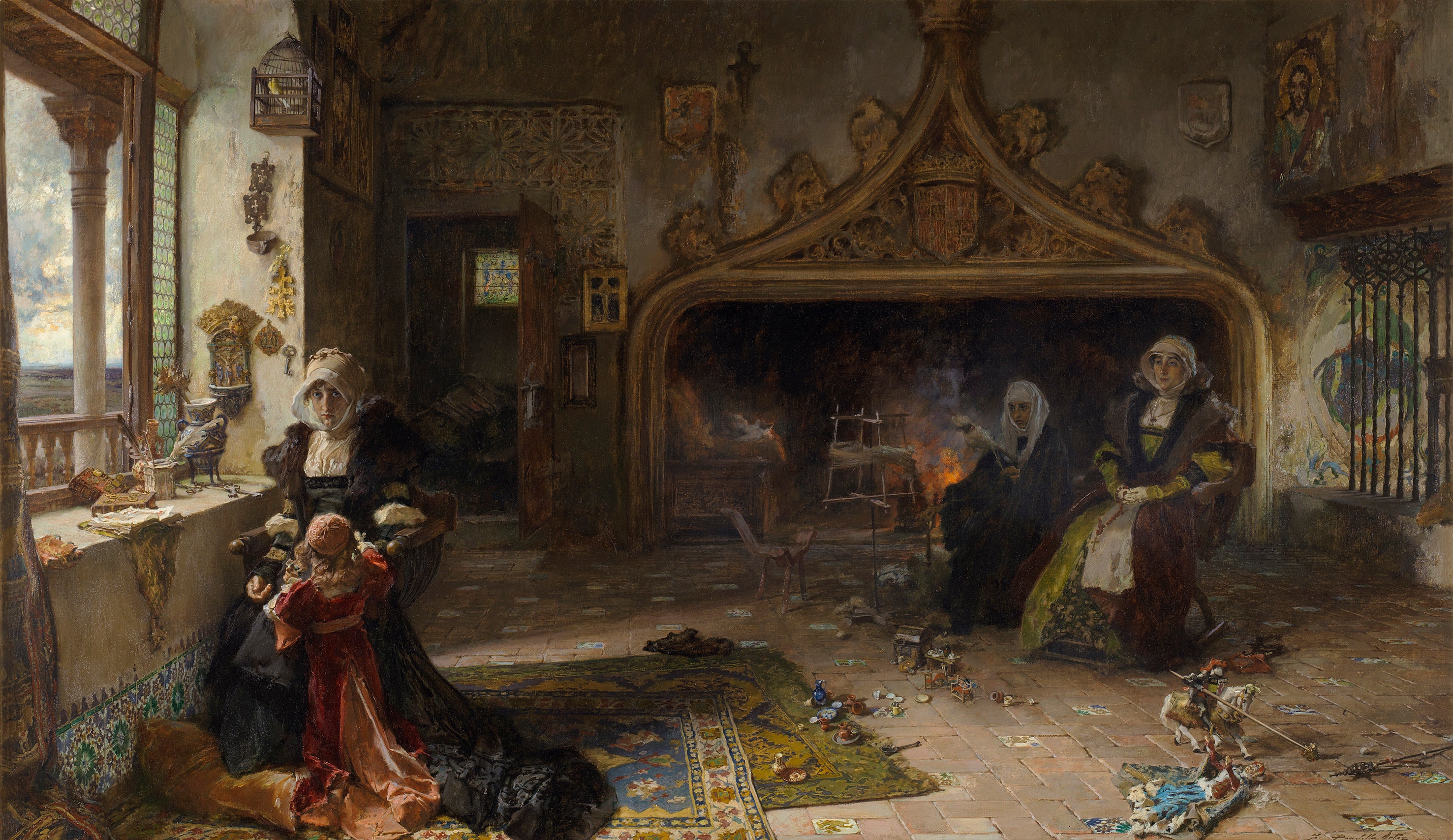 La reine doña Juana la Loca, retrouvée à Tordesillas avec sa fille, l'infante doña Catalina - Francisco Pradilla y Ortiz