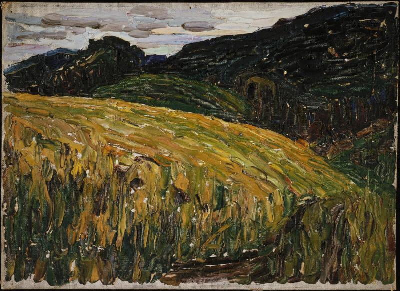 Reproduction du tableau « Kochel, prairie de montagne - Vassily Kandinsky » par Alpha Reproduction en peinture à l’huile