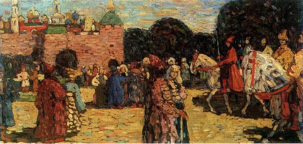 Reproduction du tableau « Dimanche (vieux russe) - Vassily Kandinsky » par Alpha Reproduction en peinture à l’huile