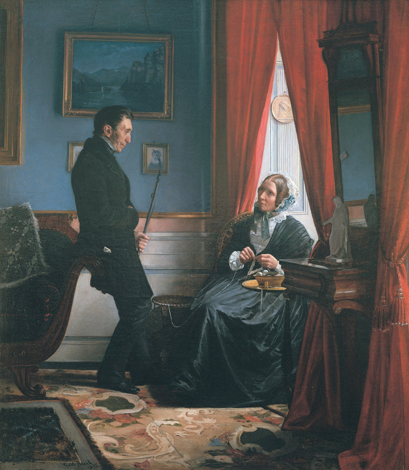 Los padres del artista, Sr. y Sra. J. P. Bloch en su salón - Carl Heinrich Bloch