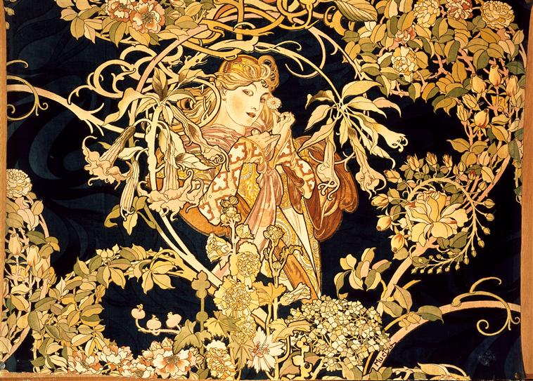 La Mujer con margaritas – Alfons Mucha (alrededor de 1899)