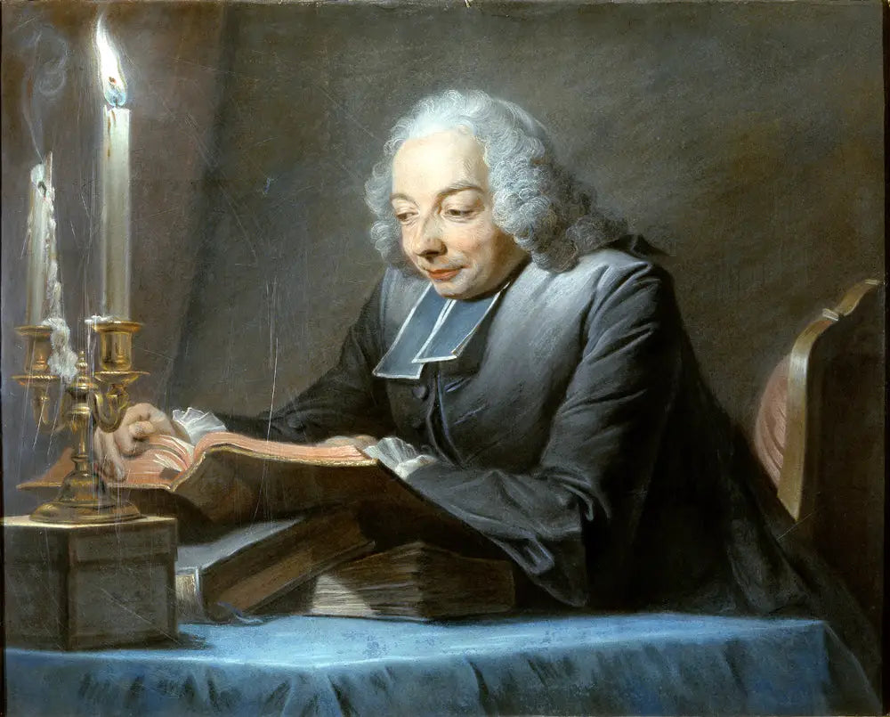 L’Abbé Jean-Jacques Huber lisant (1699 –1747) - Maurice-Quentin de La Tour - Alpha Reproduction