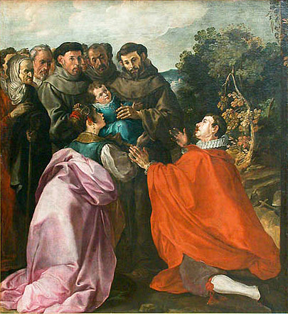 La Guérison de saint Bonaventure enfant par saint François - Francisco de Herrera le Vieux