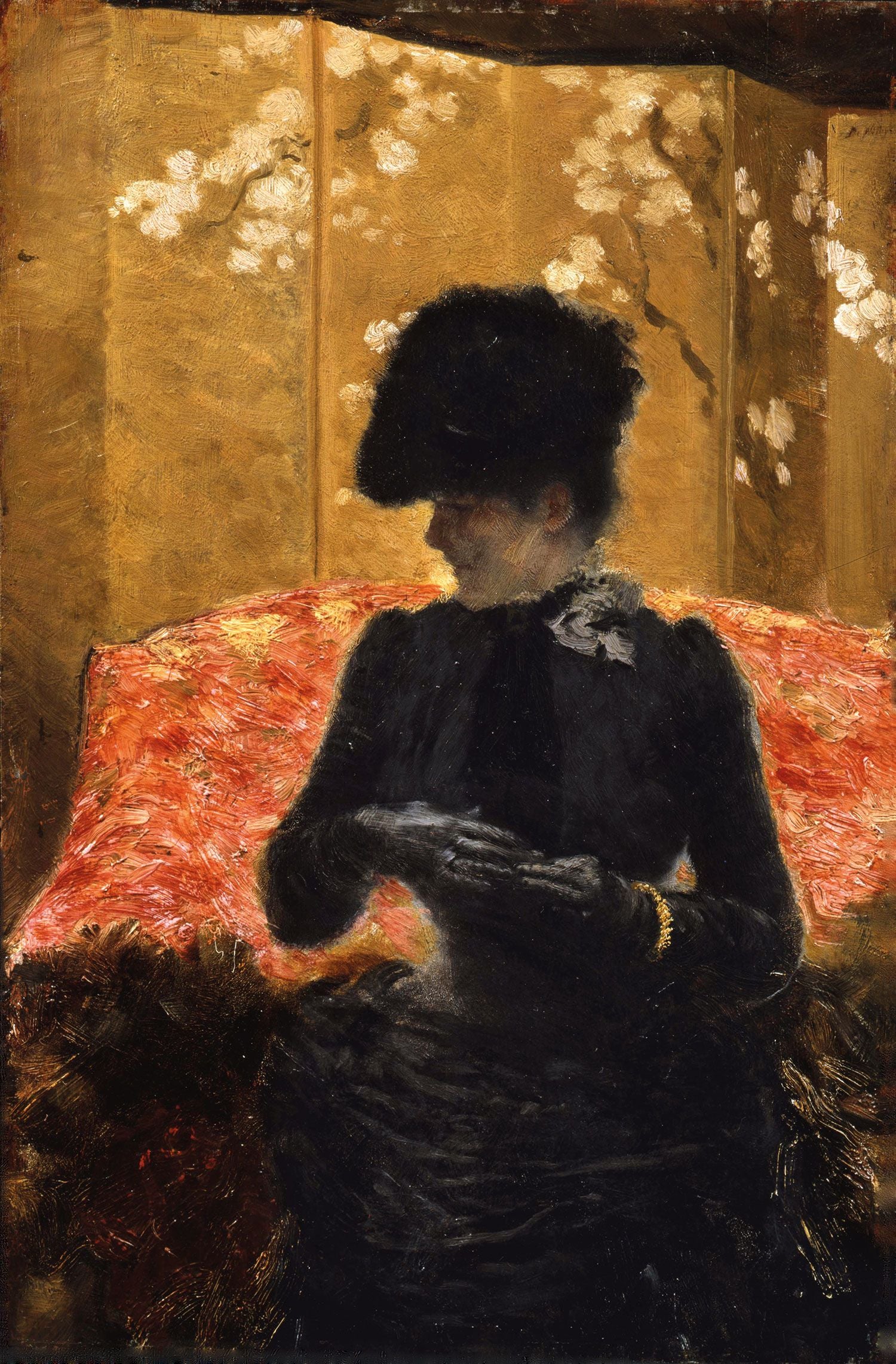 Dame sur le canapé rouge - Giuseppe De Nittis - Alpha Reproduction