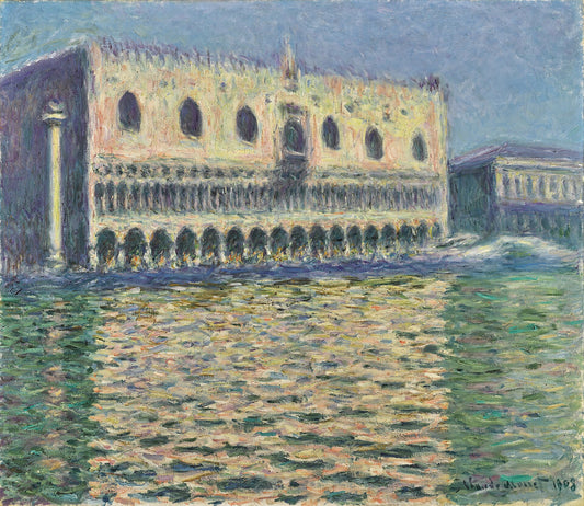 🌅 El Palacio ducal Claude Monet (1908) – Versión luminosa con reflejos dorados