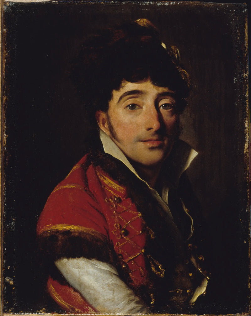 Retrato de un actor, con chaqueta roja con borde de piel - Louis-Léopold Boilly