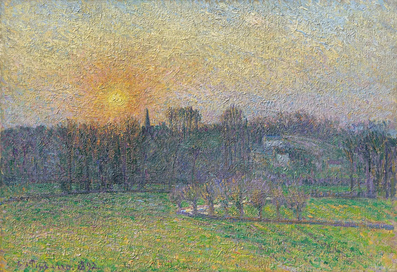 Vista de Bazincourt, atardecer - Camille Pissarro