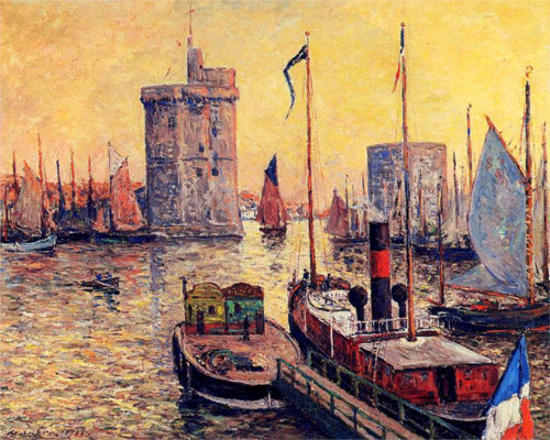 El puerto de La Rochelle al atardecer - Maxime Maufra