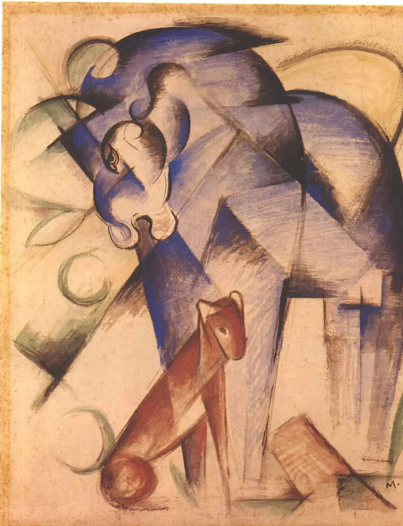Animales fabulosos (caballo azul y perro rojo) - Franz Marc