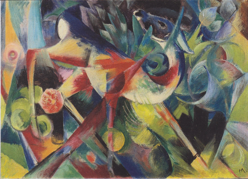 Ciervo en un jardín florecido - Franz Marc