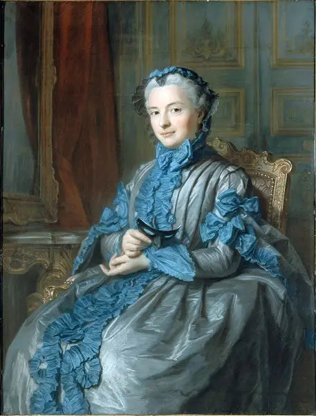 Retrato de la señora presidenta de Rieux, con vestido de baile, sosteniendo una máscara - Maurice-Quentin de La Tour