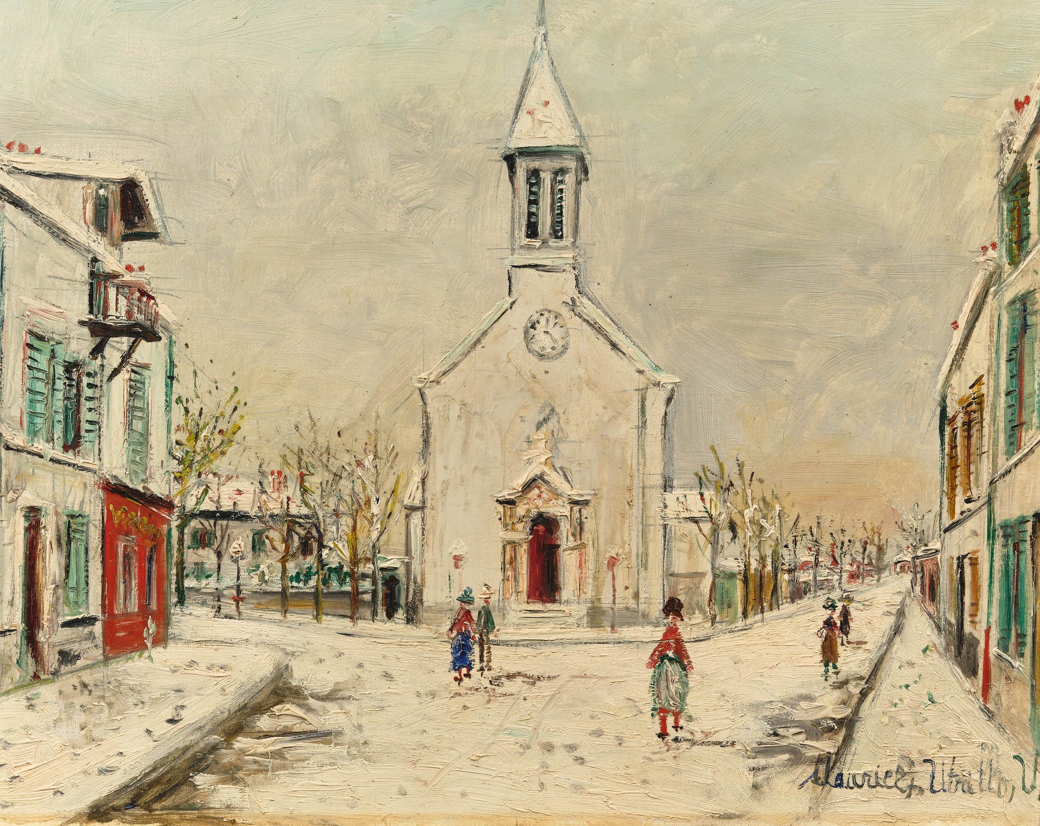 Église de Villetaneuse sous la neige - Maurice Utrillo