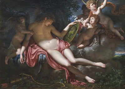 L’Amour adolescent pleurant sur le portrait de Psyché qu’il a perdu - Charles Meynier - Alpha Reproduction