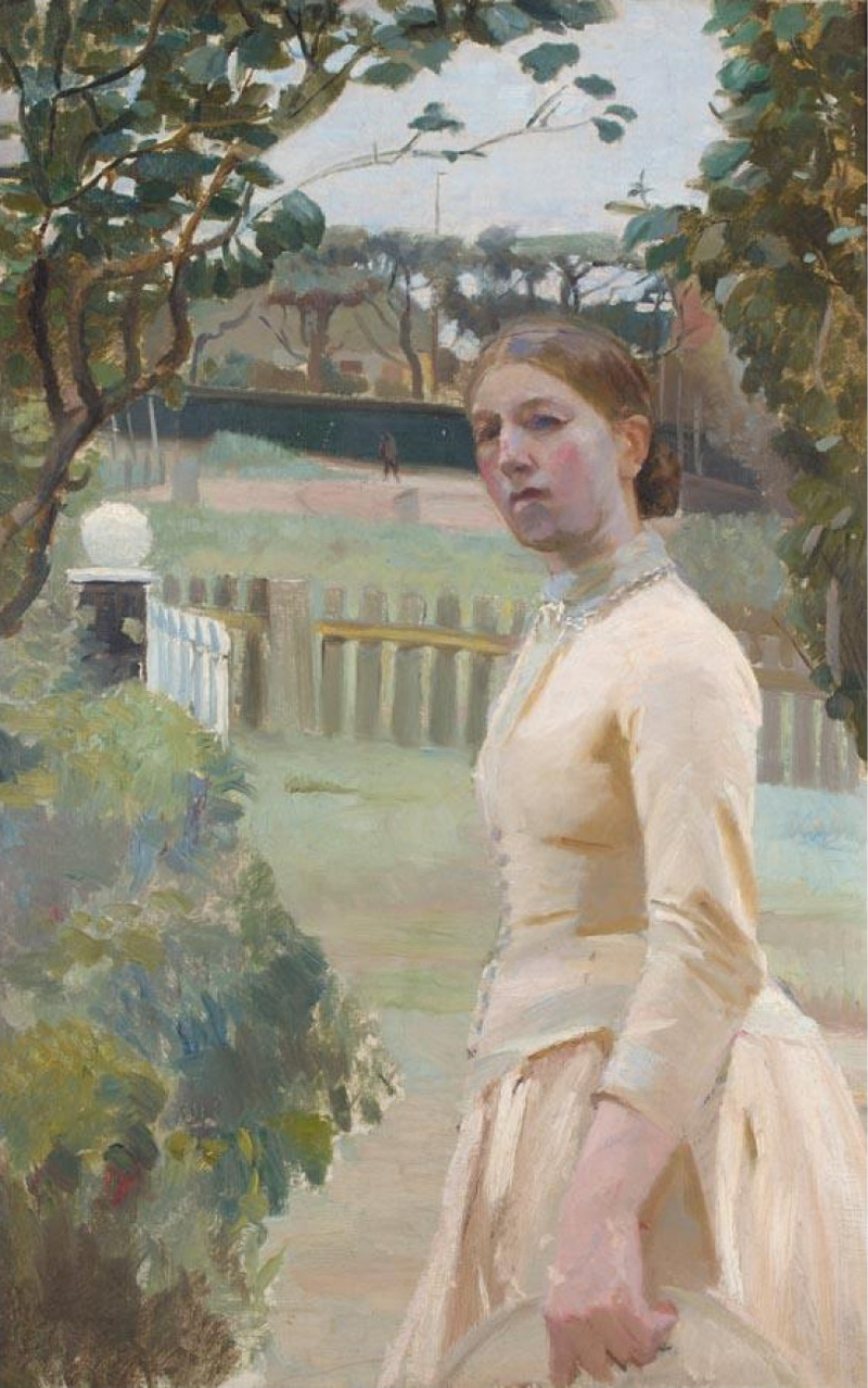 Anna Ancher en el jardín, Markvej. -Michael Peter Ancher