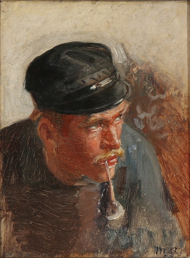 Un joven pescador fumando una pipa. - Michael Peter Ancher