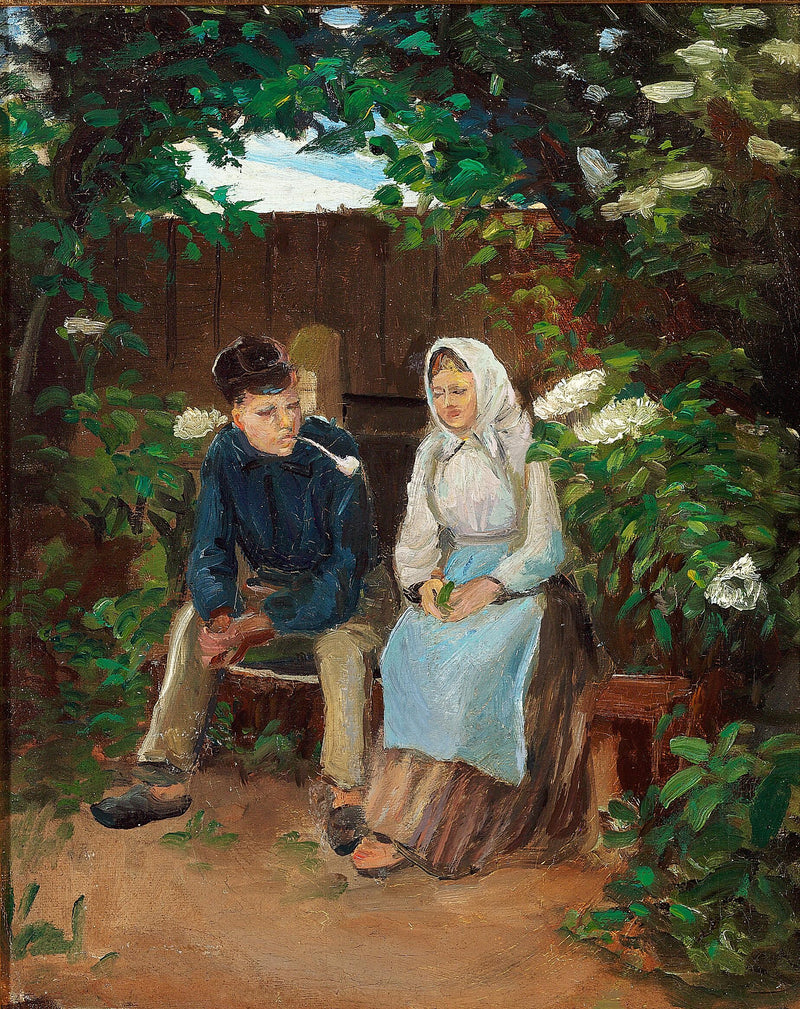 Dos amantes en un banco. - Michael Peter Ancher