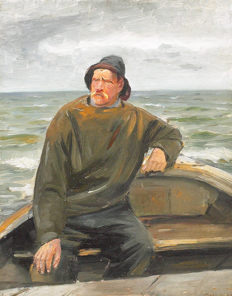 Un pescador en un barco. - Michael Peter Ancher