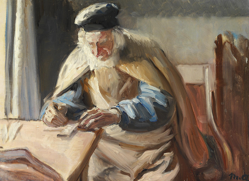 Interior con un anciano. - Michael Peter Ancher