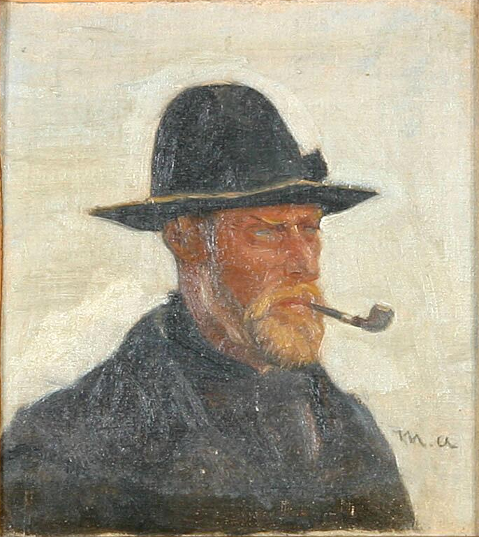 Un pescador fumando una pipa. -Michael Peter Ancher